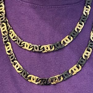 Black and Gold Logo Chain Necklace